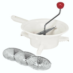 NEW Avanti White Food Mill with 3 Strainer Mouli Ricer Masher Puree