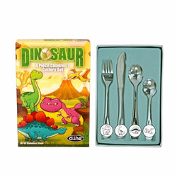 Stainless Steel Childrens Dinosaur Animals Cutlery Set 4pce