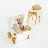 Le Toy Van Daisylane Pram Baby & Nursery Accessory Set Wooden Toy Daisy Lane