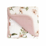 All4Ella 100% Cotton Muslin Baby Blanket Pink Flower