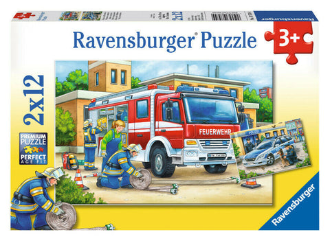 New Ravensburger Police and Firefighters Firemen Jigsaw Puzzle 2 x 12 pieces 3+