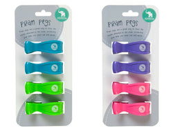 All4Ella Baby Pram Stroller Pegs Clips Attach Muslin 4 Pack Fluro Colours