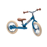 Trybike 2 in 1 Steel Tricycle Balance Bike Blue Vintage Chrome Parts Cream Tyres