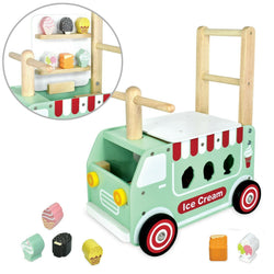I'm Toy Walk and Ride On Ice Cream Truck Sorter Wooden Wood Baby Walker Toy