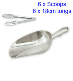 Lolly Bar Wedding Set 6 x Candy Scoops 6 x 18cm Tongs