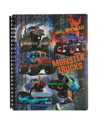 NEW Spencil A4 School Display Book Folder 20 Plastic Pockets Monster Trucks