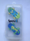 NEW Spencil Skateboard Eraser Set 2PK Colours Pink Green Blue in re-useable pack