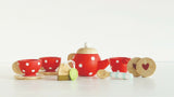 New Le Toy Van Honeybake Tea Set with Cups Saucers Teapot & Tray Wood Wooden Set