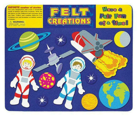 Felt Creations Outer Space Astronaut Spaceship Scene Puzzle Felt Board