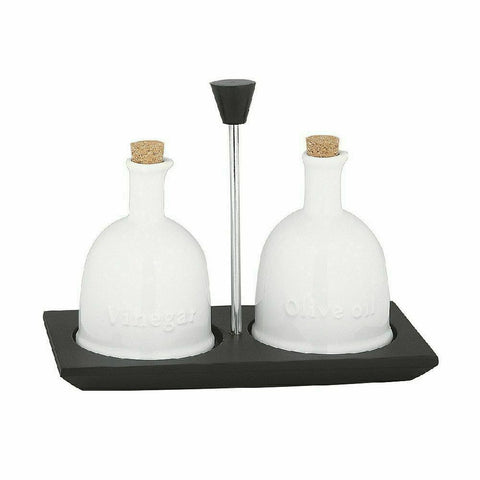 NEW AVANTI STOCKHOLM CERAMIC OIL AND VINEGAR SET WITH STAND 250ml Bottle Holder