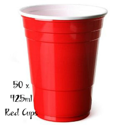 American Red Party Cups USA x 50 425ml Certified Beer Pong