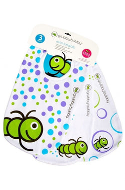 Grubby Bubby Extra Long Cotton Baby Bibs Rings Footprints Dots Design 3 PACK
