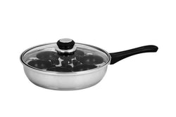 Avanti 6 CUP EGG POACHER PAN WITH LID Stainless Steel Non Stick Saucepan Fry