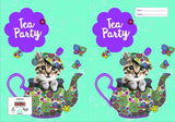 NEW Spencil Flutterby Tea Party Cat Kitten A4 School Book Cover