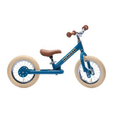 Trybike 2 in 1 Steel Tricycle Balance Bike Blue Vintage Chrome Parts Cream Tyres