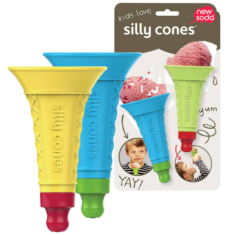 New Soda Silly Ice Cream Cones Set of 2 Blue & Yellow Lolly Popsicle