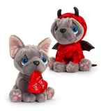 Keel Toys Frenchie French Bulldog Love Gift Soft Plush Dog Heart or Devil