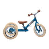 Trybike 2 in 1 Steel Tricycle Balance Bike Blue Vintage Chrome Parts Cream Tyres