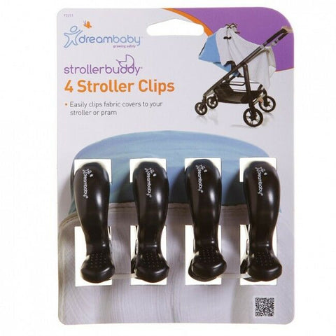 Dreambaby Stroller Pram Pegs Clips 4 Pack White or Black keep shade attached