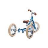 Trybike 2 in 1 Steel Tricycle Balance Bike Blue Vintage Chrome Parts Cream Tyres