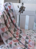 Spotty Giraffe Cotton Double Knit Baby Cot Blanket Pink Triangle FREE GIFT!