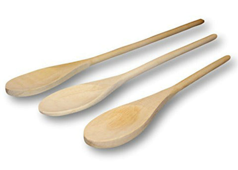 NEW Wooden Spoon Set of 3 1 x 25cm and 2 x 30cm