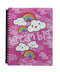 NEW Spencil A4 School Display Book Folder 20 Plastic Pockets Rainbow Cloud Dream