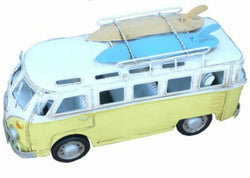 VW Volkswagen Combi Kombi Hippy Van with Surf Boards Yellow Metal