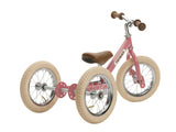 Trybike 2 in 1 Steel Tricycle Balance Bike Pink Vintage Chrome Parts Cream Tyres