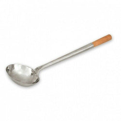 Chinese Wok Ladle, 100mm, Stainless Steel, Wood Handle,
