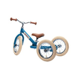 Trybike 2 in 1 Steel Tricycle Balance Bike Blue Vintage Chrome Parts Cream Tyres