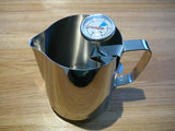 1 ltr Stainless Steel Coffee Milk Frothing Jug & 2 x Thermometer