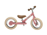 Trybike 2 in 1 Steel Tricycle Balance Bike Pink Vintage Chrome Parts Cream Tyres