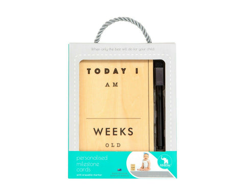 All4Ella Personalised Milestone Baby Cards Timber Keepsake Baby Shower Gift