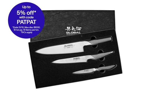 Global 3 Piece Kitchen Knife Set Cromova 18 Stainless Steel Cooks Paring 79643