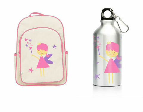 NEW My Family Kids Wipe Clean Linen Backpack & Stainless Steel Drink Bottle Sets