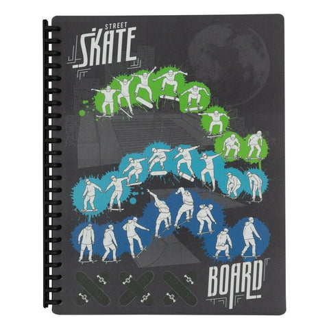 NEW Spencil A4 School Display Book Folder 20 Plastic Pockets Skate Paint