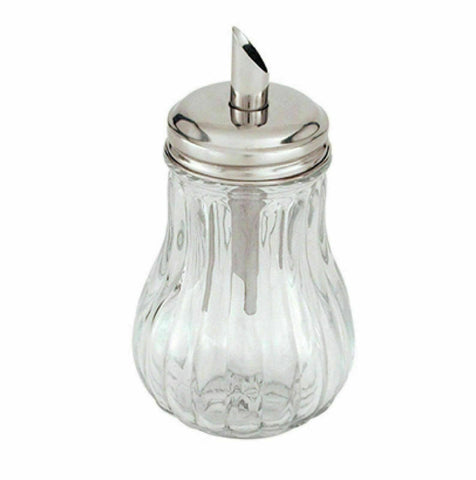 NEW GLASS SUGAR DISPENSER Tilt a spoon Teaspoon Pot Bowl Stainless Steel Pour