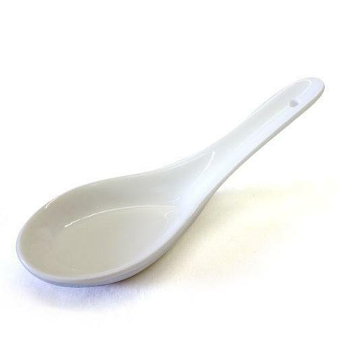 White Ceramic Chinese Soup Spoon 140mm x 24