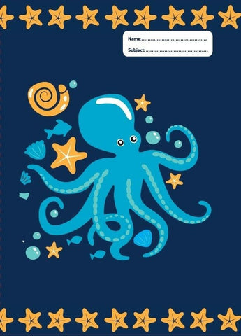 NEW Spencil Ocean Life II Octopus Starfish Sea A4 School Book Cover
