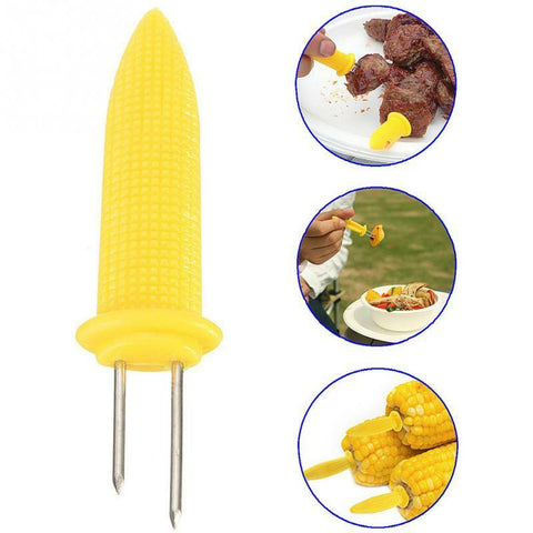NEW Pack 10 Corn on the Cob Holders Skewers Prongs BBQ