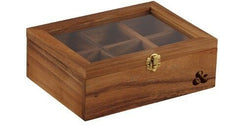 Davis & Waddell Acacia Wood Storage Tea Box Chest