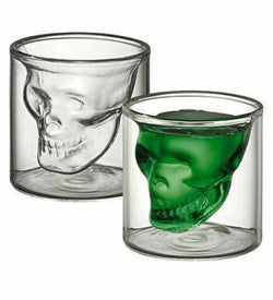 2pc Avanti Twin Wall Skull 80ml Shot Glass Set Drinkware/Glassware Cup Clear