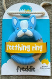 Bibibaby Freddie Frenchie French Bulldog Wood Teething Ring Baby Teether Blue