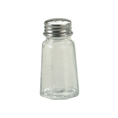 12 Clear Glass Salt And Pepper Shakers 30ml Stainless Steel Tops