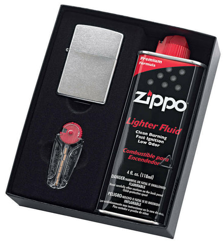 Zippo 207 Street Chrome Lighter Fluids & Flints Gift Boxed 90210 FREE EXPRESS