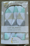 New Spotty Giraffe Cotton Double Knit Baby Cot Blanket Mint Triangle