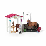 New Schleich Horse Wash Area with Horse StalI Incl Horse & Carer Groomer 42404