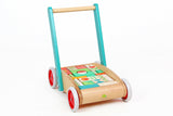 Tender Leaf Wooden Push Along Wagon Baby Toddler Walker & Wood Blocks Toy