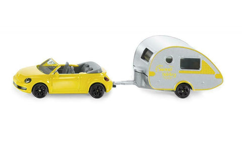 Siku VW Volkswagen Convertible Beetle Car & Caravan Die Cast Toy Car 1629